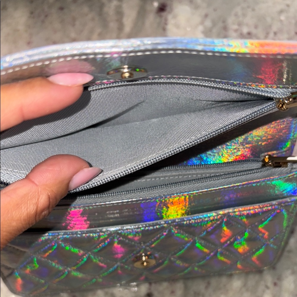 Chanel Goatskin Iridescent Holographic Wallet on Chain - Picture 11 of 14